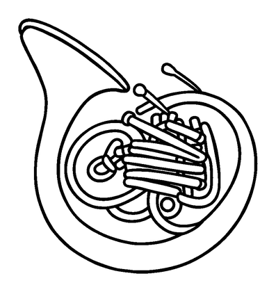 French Horn Colouring Page (Kids, Standard)
