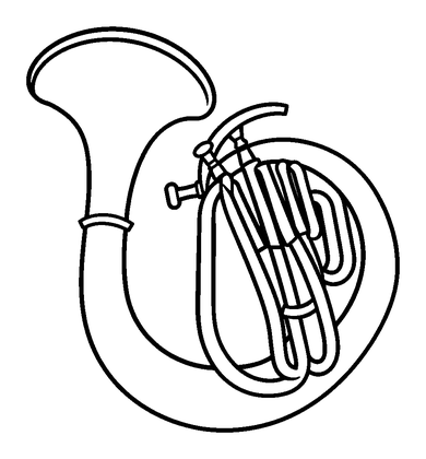 French Horn Colouring Page (Toddler, Bold & Easy)