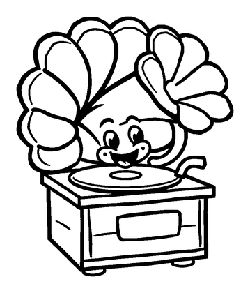 Gramophone Colouring Page (Kids, Bold & Easy)