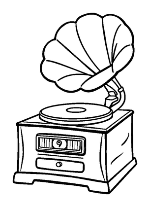 Gramophone Colouring Page (Kids, Bold & Easy)