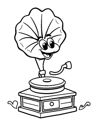 Gramophone Colouring Page (Kids, Standard)