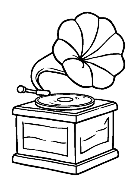 Gramophone colouring page — free printable for kids