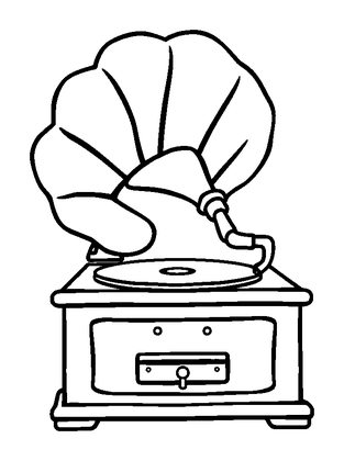 Gramophone Colouring Page (Toddler, Bold & Easy)