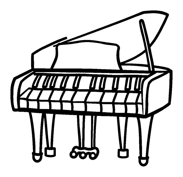 Grand Piano Keys colouring page — free printable for kids