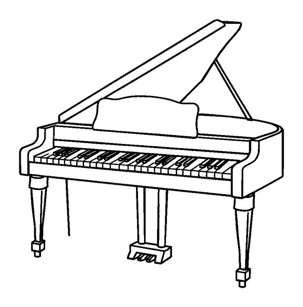 Grand Piano Keys colouring page — free printable for toddlers