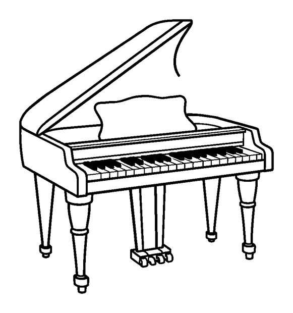 Grand Piano colouring page — free printable for kids