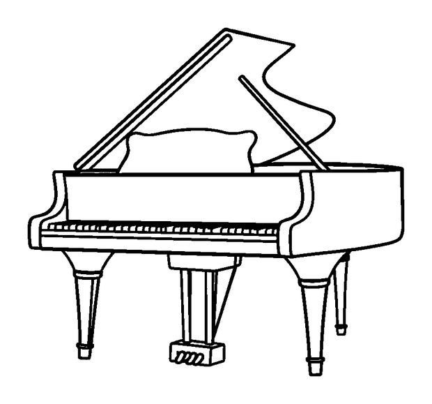 Grand Piano colouring page — free printable for kids