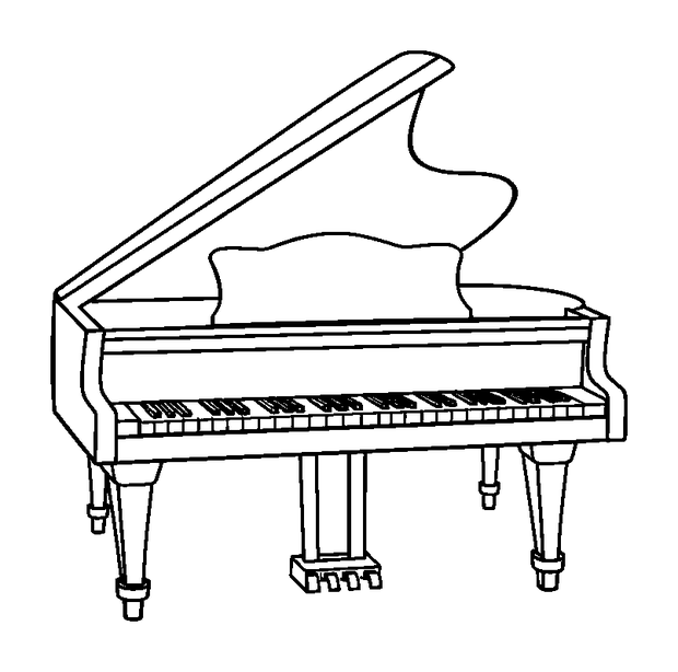 Grand Piano colouring page — free printable for toddlers
