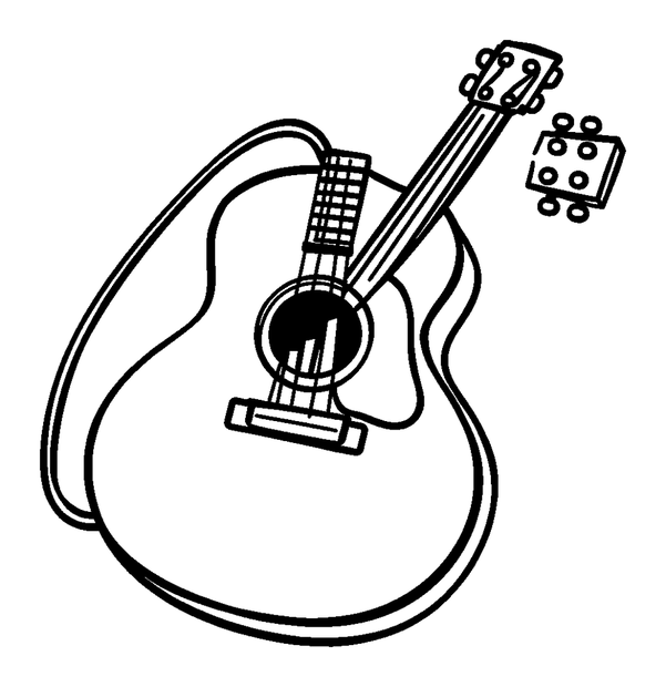 Guitar colouring page — free printable for kids