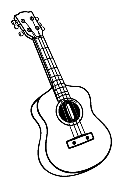 Guitar colouring page — free printable for kids