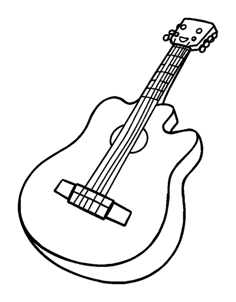 Guitar colouring page — free printable for kids