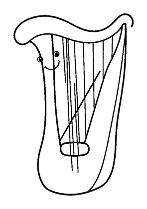 Harp Colouring Page (Toddler, Bold & Easy)