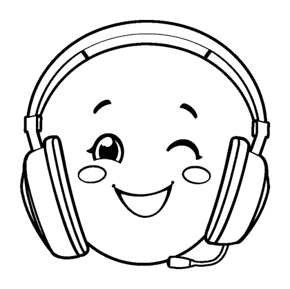 Headphones Colouring Page (Kids, Bold & Easy)