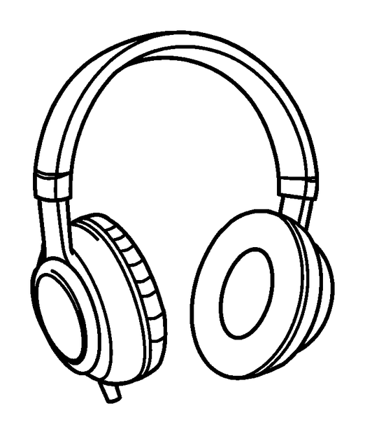 Headphones colouring page — free printable for kids