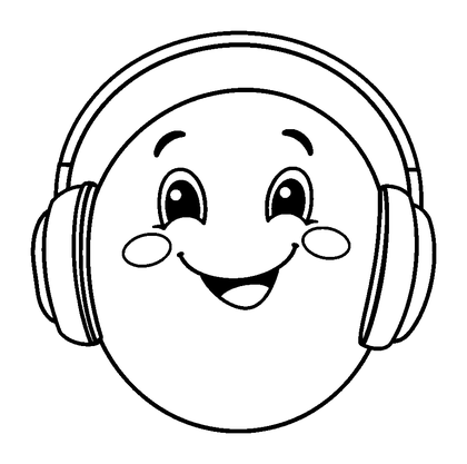 Headphones Colouring Page (Toddler, Bold & Easy)