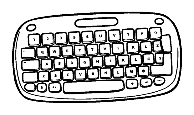 Keyboard colouring page — free printable for kids