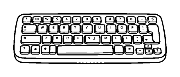 Keyboard colouring page — free printable for kids