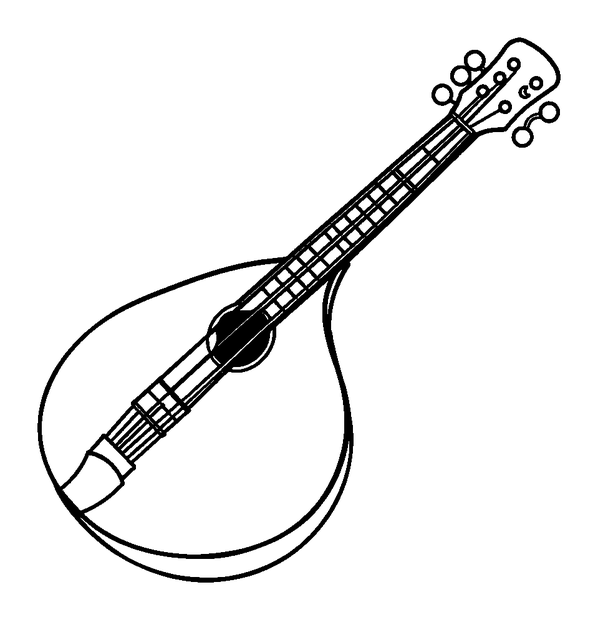 Mandolin colouring page — free printable for kids