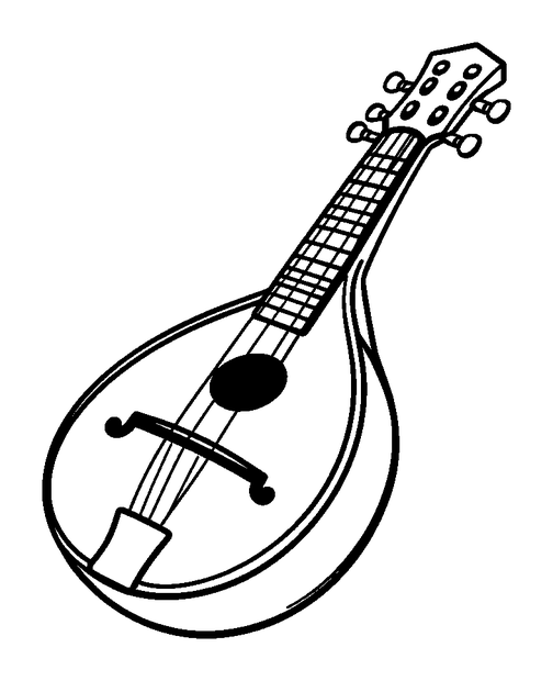 Mandolin colouring page — free printable for kids