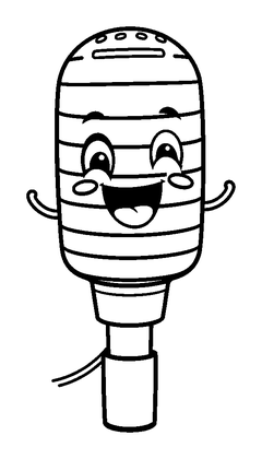 Microphone Colouring Page (Kids, Bold & Easy)