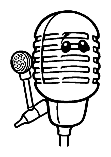 Microphone colouring page — free printable for toddlers