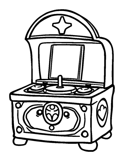 Music Box colouring page — free printable for kids