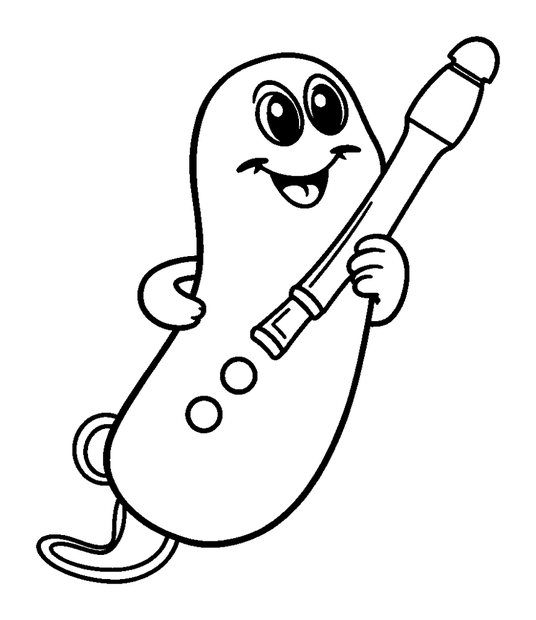 Recorder colouring page — free printable for toddlers