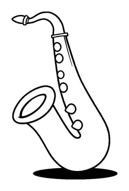 Saxophone colouring page — free printable for kids