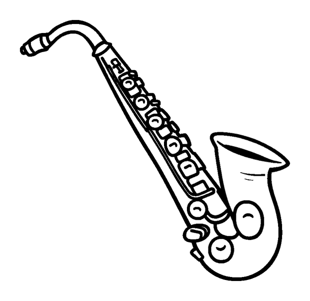 Saxophone colouring page — free printable for kids