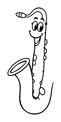 Saxophone Colouring Page (Kids, Standard)