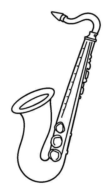 Saxophone colouring page — free printable for toddlers