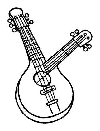 Sitar Strings Colouring Page (Kids, Bold & Easy)