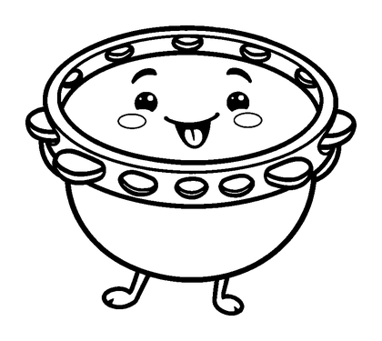 Tambourine Colouring Page (Kids, Bold & Easy)