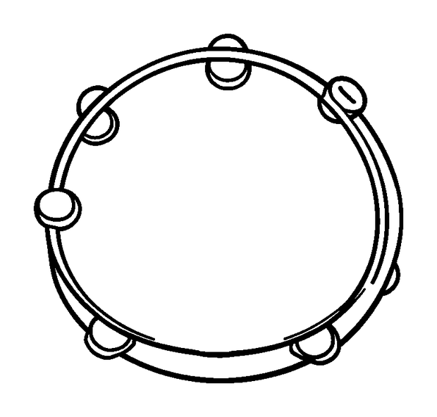 Tambourine colouring page — free printable for kids