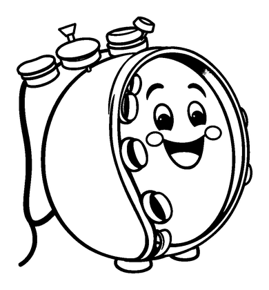 Tambourine Colouring Page (Toddler, Bold & Easy)
