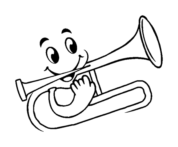 Trombone colouring page — free printable for kids