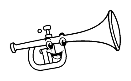 Trumpet Colouring Page (Kids, Standard)