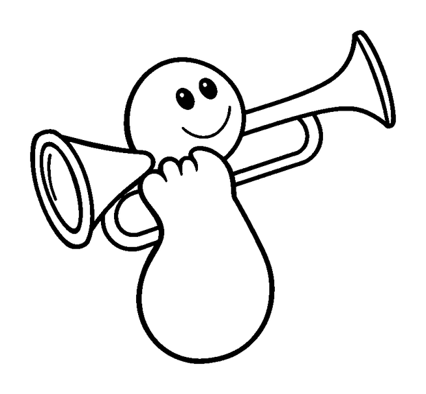 Trumpet colouring page — free printable for toddlers