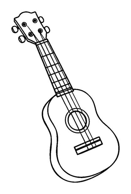 Ukulele colouring page — free printable for kids