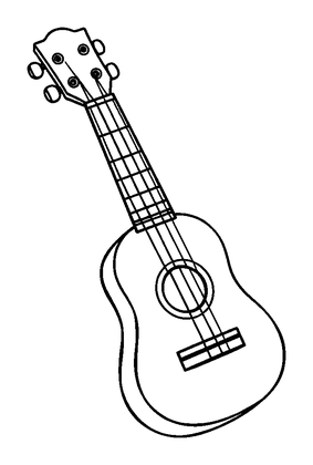 Ukulele Colouring Page (Kids, Bold & Easy)