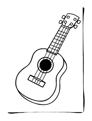 Ukulele Colouring Page (Toddler, Bold & Easy)