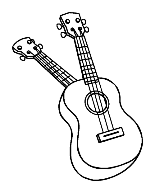 Ukulele colouring page — free printable for toddlers