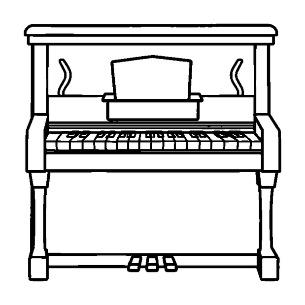 Upright Piano colouring page — free printable for kids