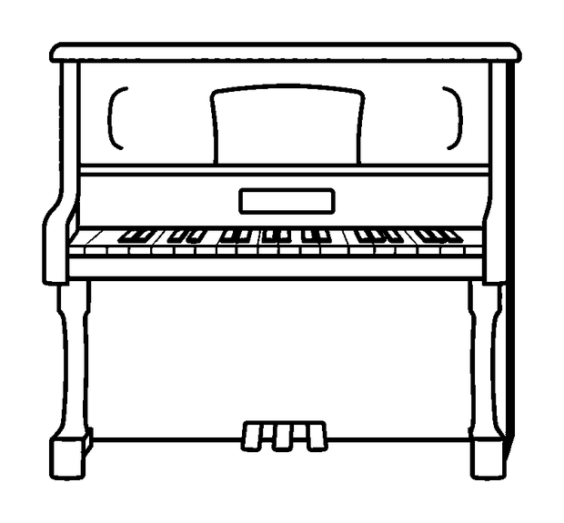 Upright Piano colouring page — free printable for kids