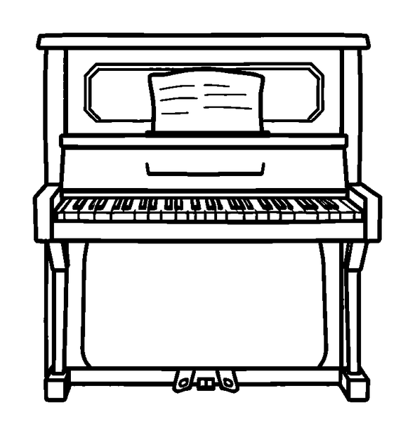 Upright Piano colouring page — free printable for toddlers