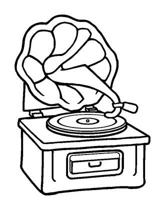 Vintage Gramophone Colouring Page (Kids, Bold & Easy)