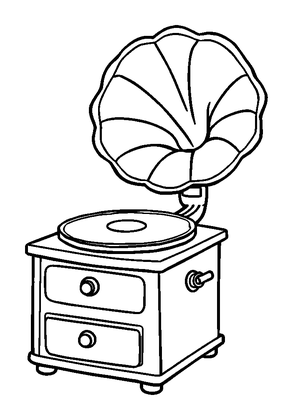 Vintage Gramophone Colouring Page (Kids, Standard)