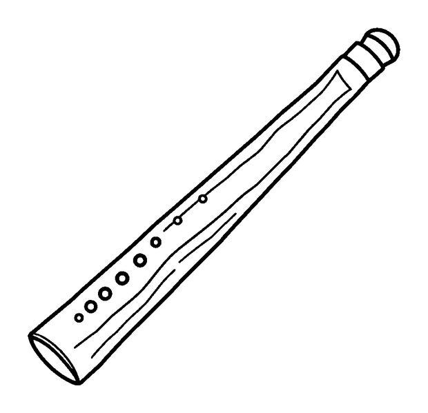 Wooden Flute colouring page — free printable for kids