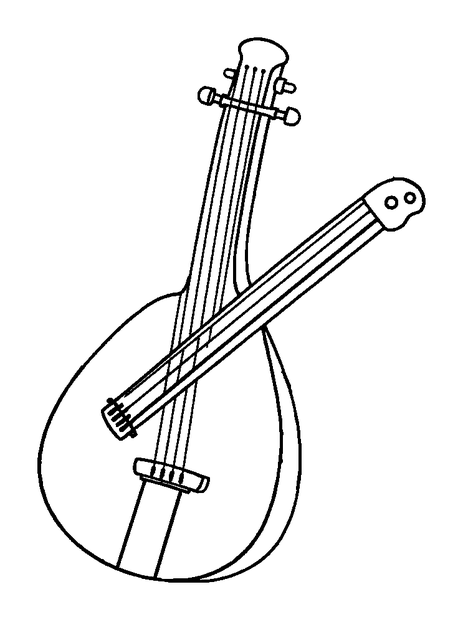 Zither colouring page — free printable for toddlers
