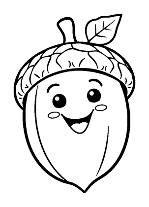 Acorn Colouring Page (Kids, Bold & Easy)